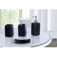 thumbnail image 2 of Luxury Bathroom accessories set package includes : 2 rugs mat non slip, 1 shower curtain with 12 hooks and 4 piece ceramic accesories print design merlin black, 2 of 2