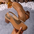 thumbnail image 3 of GERsome Chunky Block Heels Women's Sandals Closed Toe Slip-On Slingback Work Party Dress Pumps Shoes Brown Size 7, 3 of 6