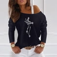 thumbnail image 1 of ICHUANYI Liquidación Mujeres Manga Larga Camisas Casuales Fuera del Hombro Jersey Suelto Brillante Lentejuelas Blusa Túnica Tops ICHUANYI WER202308232204, 1 of 7