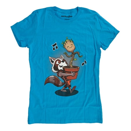 Marvel Guardians Of The Galaxy Best of Friends Juniors Turquoise T-Shirt | (Best Of Guardians Of The Galaxy)