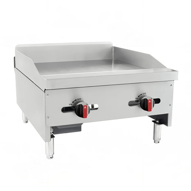 Bakemax BACG24-2 Plaque de Cuisson au Gaz de 24 Pouces avec Commandes Manuelles - Plaque d'Acier de 3/4 Pouces, Convertible
