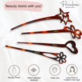 thumbnail image 2 of Parcelona French Lavish Tortoise Shell Set of 4 Celluloid Large Bun Hair Pin Sticks for Women, 2 of 3