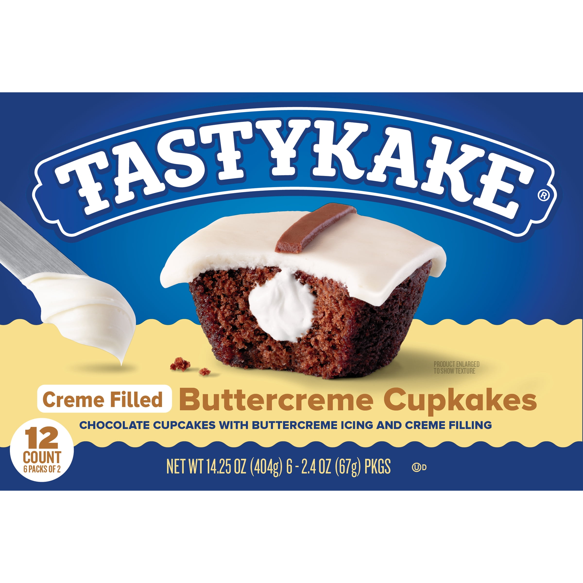 Tastykake Buttercreme Cupkakes, 12 Count Snack Cakes, 6 Packs of 2 Cupcakes