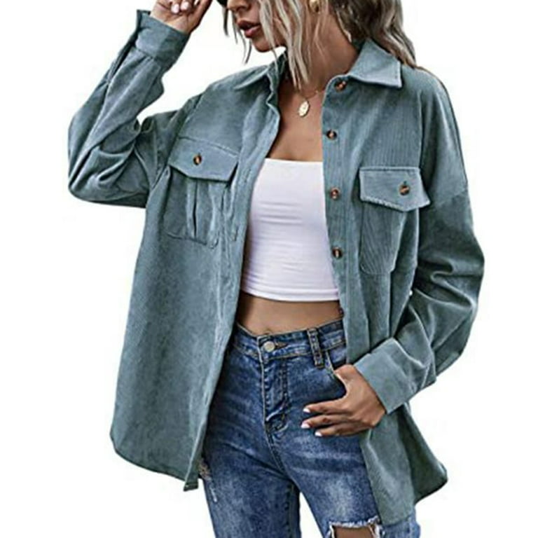 Women s Flap Pocket Long Sleeve Coat Solid Color Lapel Button