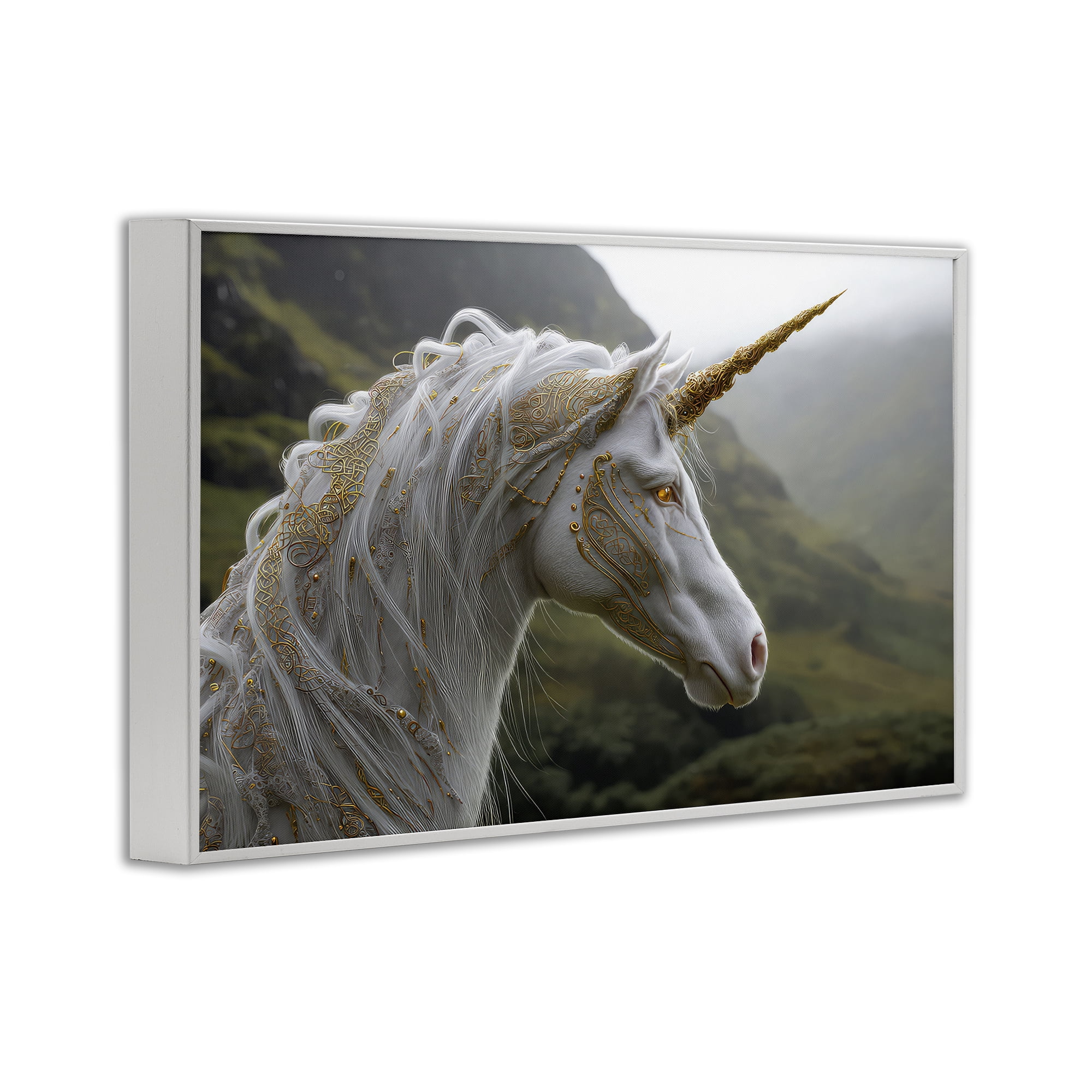 Stupell Industries Ornate Celtic Unicorn White Framed Giclee Art, design by The Wands Want