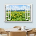 thumbnail image 3 of wall26 Canvas Print Wall Art Window View of Sunflowers &amp; Mountains Nature Wilderness Photography Realism Rustic Scenic Colorful Relax/Calm Ultra for Living Room, Bedroom, Office - 12"x18&quo, 3 of 5