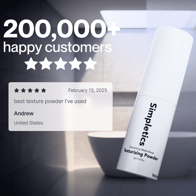 Simpletics Texturizing Powder for Volume & Texture, Lightweight Formula with Silica Silylate & Tapioca Starch, Matte Finish, Natural & Free from Harsh Chemicals Hair Care