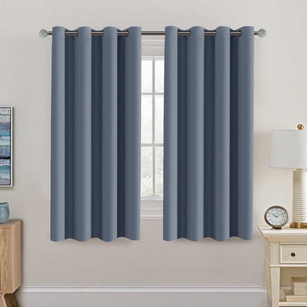 H,VERSAILTEX Cortinas Blackout para Ventana Pequeña Ahorro de Energía Sólidas con Ojales Panel de Cortina Oscurecedora para Cuarto de Bebé (Azul Piedra, 52" x 54", un Panel)