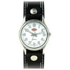 Ladies Black Mini-Strap Watch, Silver Dial