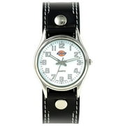 Ladies Black Mini-Strap Watch, Silver Dial