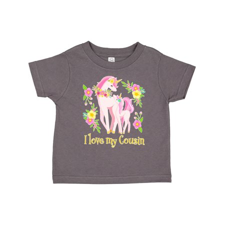 

Inktastic I Love My Cousin Unicorn with Pink and Yellow Flowers Gift Toddler Boy or Toddler Girl T-Shirt