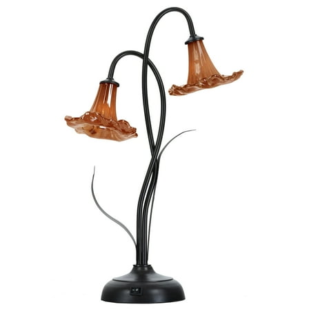 Dale Tiffany Orange Trumpet 2-Light LED Hand Blown Art Glass Accent Lamp
