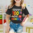 thumbnail image 2 of XAOFW Girl's T-Shirts 100 Days Of School Cartoon Print Short Sleeve Crewneck Tee Shirt Back To School Season Loose Fit T Shirt Holiday Vacation Soft Breathable Top, 2 of 4