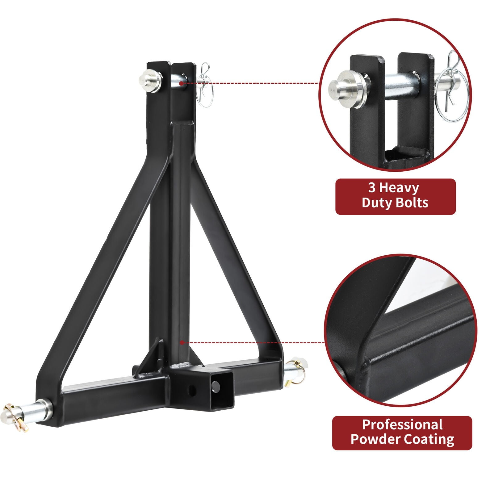 RVNI 3 point 2 in Receiver Trailer Hitch Tow Drawbar Adapter for Cat 1 Tractor Category 1