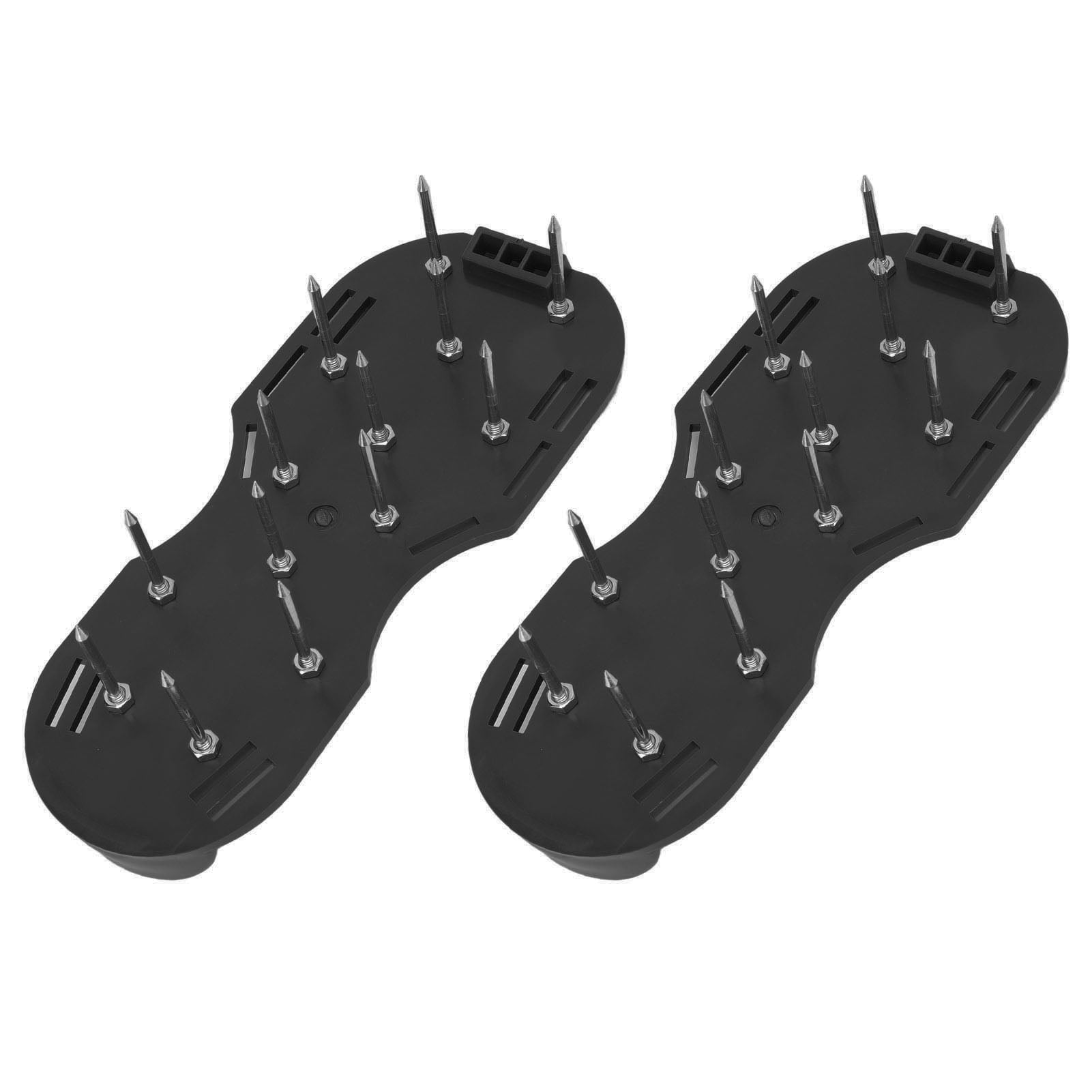 Nieyigj Professional Lawn Aerator Shoes with Zinc Alloy Buckles and 4 Adjustable Straps, Heavy Duty Spiked Soil Aerating Sandals for Yard Garden Patio, Black, 11.61 inches / 29.5 cm