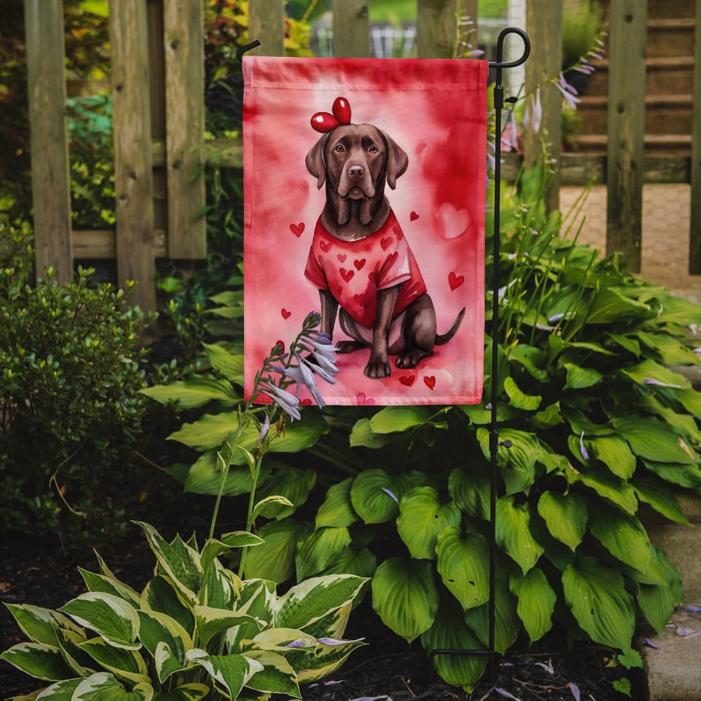 Chocolate Labrador Retriever My Valentine Garden Flag 11.25 in x 15.5 in