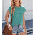 thumbnail image 6 of Women's Crew Neck Short Sleeve T-Shirt with Front Pleats – Loose Fit, Summer Casual Top – Available in Green, Blue & White, 6 of 6