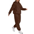 thumbnail image 3 of Womens 2 Piece Outfits Lounge Hoodie Sweatsuit Sets Oversized Sweatshirt Baggy Fall Fashion Hoodies & Sweatpants Coffee 2XL, 3 of 4