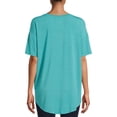 thumbnail image 3 of Time and Tru Women's Short Sleeve V-Neck Tunic T-Shirt, 3 of 5