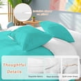 thumbnail image 3 of Turquoise Bedding 3 Piece Duvet Cover Set Full Size, Modern Pure Turquoise Soft Microfiber Comforter Cover with Zipper Closure & Pillowcases, Wrinkle & FadeResistant Quilt Cover, 3 of 9