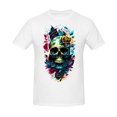 thumbnail image 1 of Lace-up skull men's short-sleeved T-shirt, round neck, fashionable and versatile, suitable for all seasons, 100% cotton, 1 of 6