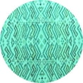 thumbnail image 1 of Ahgly Company Indoor Round Abstract Turquoise Blue Modern Area Rugs, 3' Round, 1 of 4
