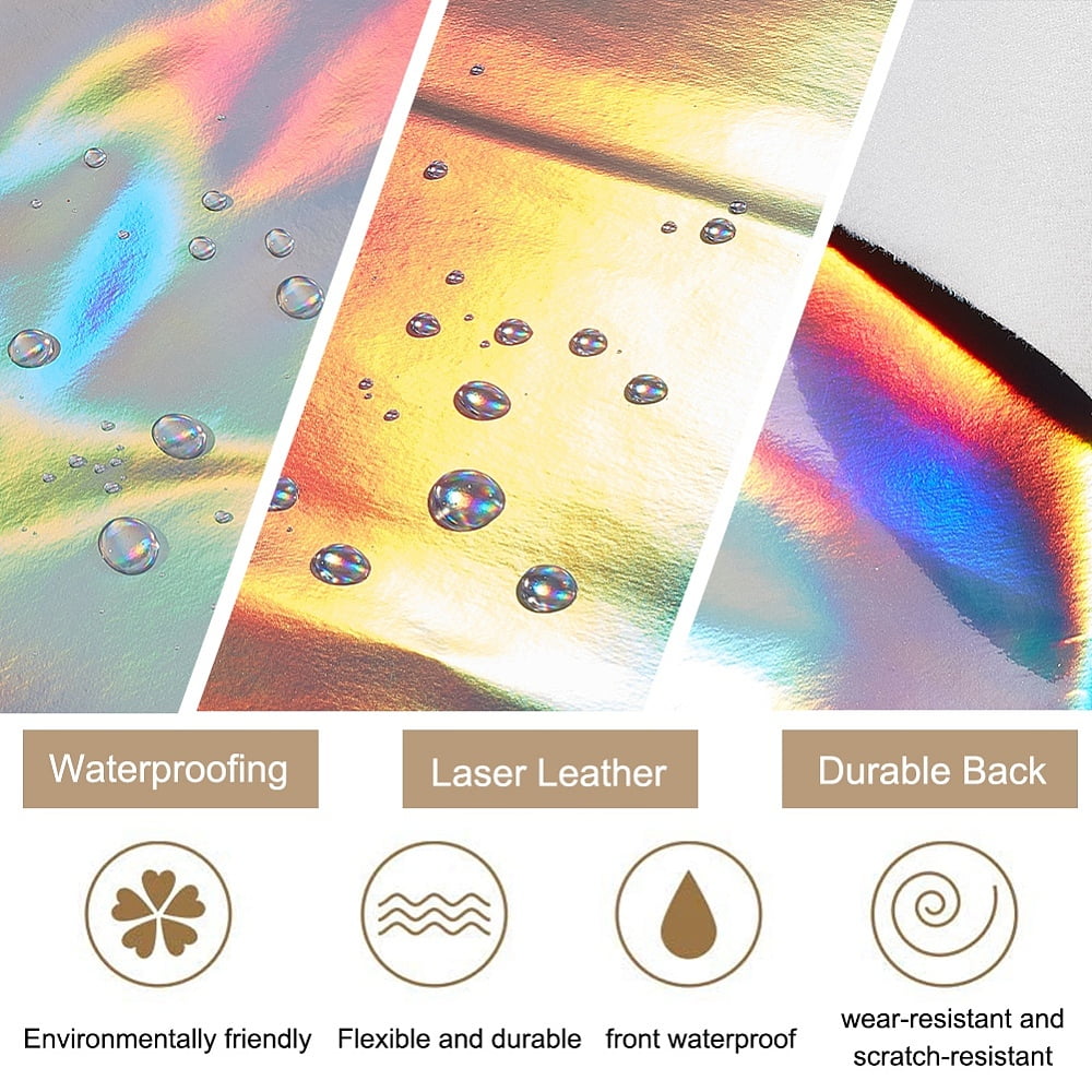 1 m Laser PU Leather Fabric for Garment Accessories Silver 100x137x0.07cm