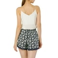 thumbnail image 4 of REFINED ATTIRE Women's Floral Printed Lace Trim Elastic Waist Shorts XL Navy Blue-Daisy, 4 of 7