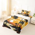 thumbnail image 5 of jejeloiu Vintage Palm Sunset Twin Sheets For Girls,Beach Silhouette Print Bedding,Yellow Brown,3-Piece,1 Fitted Sheet and 1 Pillowcase, 5 of 6