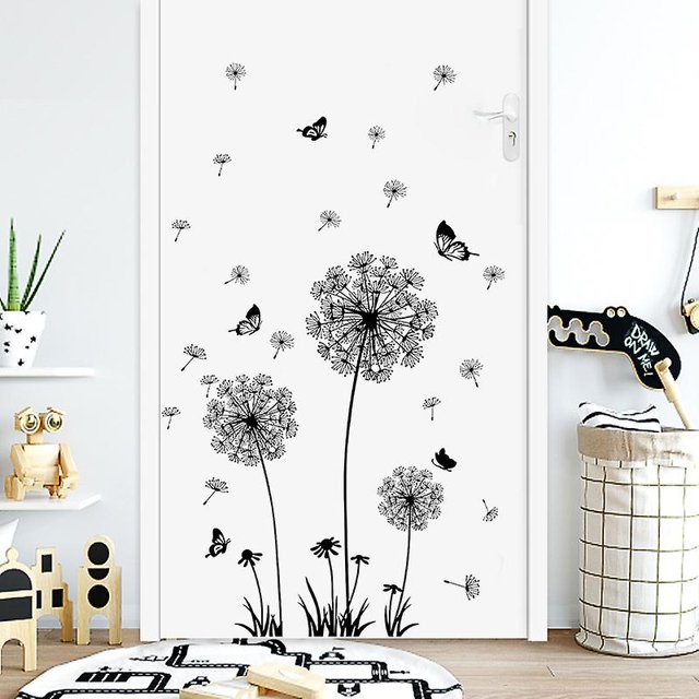 Taian negro romántico diente de león dormitorio sala de estar dormitorio Fondo decoración de pared pintura autoadhesiva
