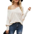 thumbnail image 2 of Suéter de gran tamaño para mujer, suéter de punto con cuello en V para mujer, suéter de punto con cuello en V, durabilidad probada en el tiempo, 2 of 8