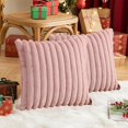 thumbnail image 5 of Btomtd 17.7x17.7 in Plush Christmas Pillowcase with Border Solid Color Decorative Pillow Cover Pillow Case Festive Decor, Pink, 5 of 6