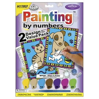 4 Paint by Numbers for Kids DIY Paint Set for Girls Boys Adults Beginner Crafts Acrylic Oil Painting by Number Kits Perfect for Gift Decor 20cmx20cm (