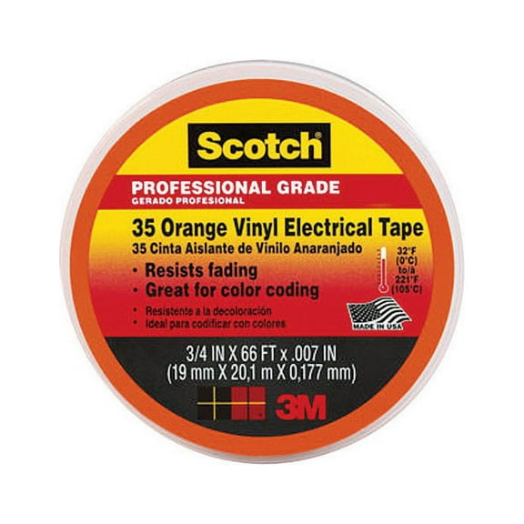 5 Pc, Scotch 3/4 In. W X 66 Ft. L Orange Vinyl Electrical Tape