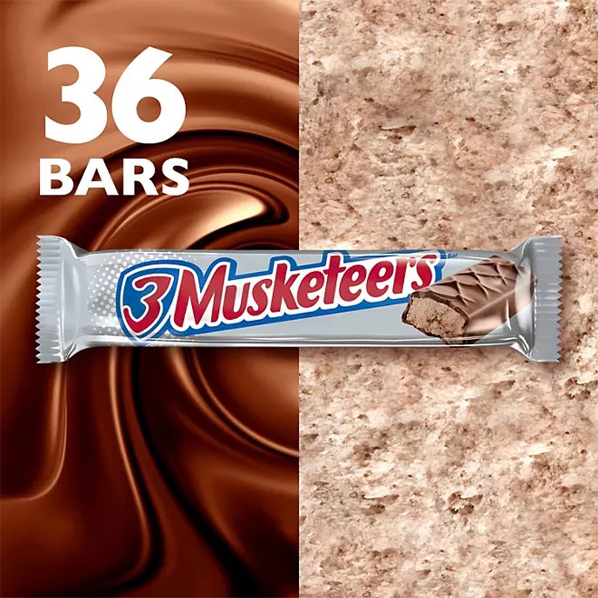 RADYAN 3 Musketeers Milk Chocolate Candy Bars, Full Size, 16-Count, 1.92-oz per Bar