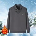 thumbnail image 6 of Handshe Men's Solid Color Two-in-One Thermal Knit Shirt, Thickened Turn-Down Collar Long Sleeve Casual Layered Shirt for Outdoor Winter Daily Wear,Plus Size, 6 of 9