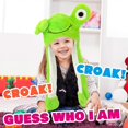 thumbnail image 3 of Sombrero de rana con orejas, que se mueve, salta y se levanta, de peluche, ideal para fiestas, cosplay, regalo divertido de Navidad, invierno y cumpleaños para niños y niñas, verde, 2, 3 of 5