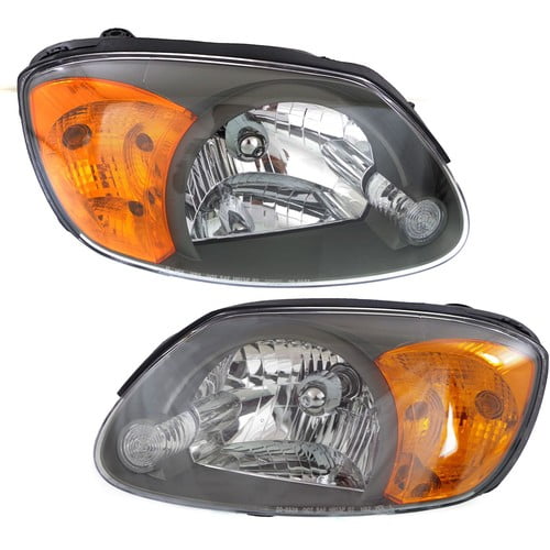Driver & Passenger Side Headlights For Hyundai Accent 2003-2006 Halogen w/ Bulbs
