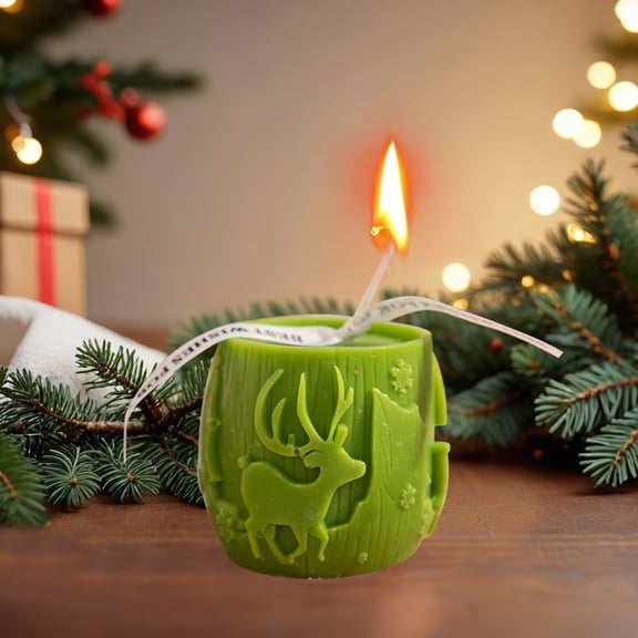 Nkmbld Scented Candles for Women, Christmas Pillar Wax Christmas Tree Aromatherapy Candles Handheld Gift Gentle and Non Pungent Home Decoration, Green