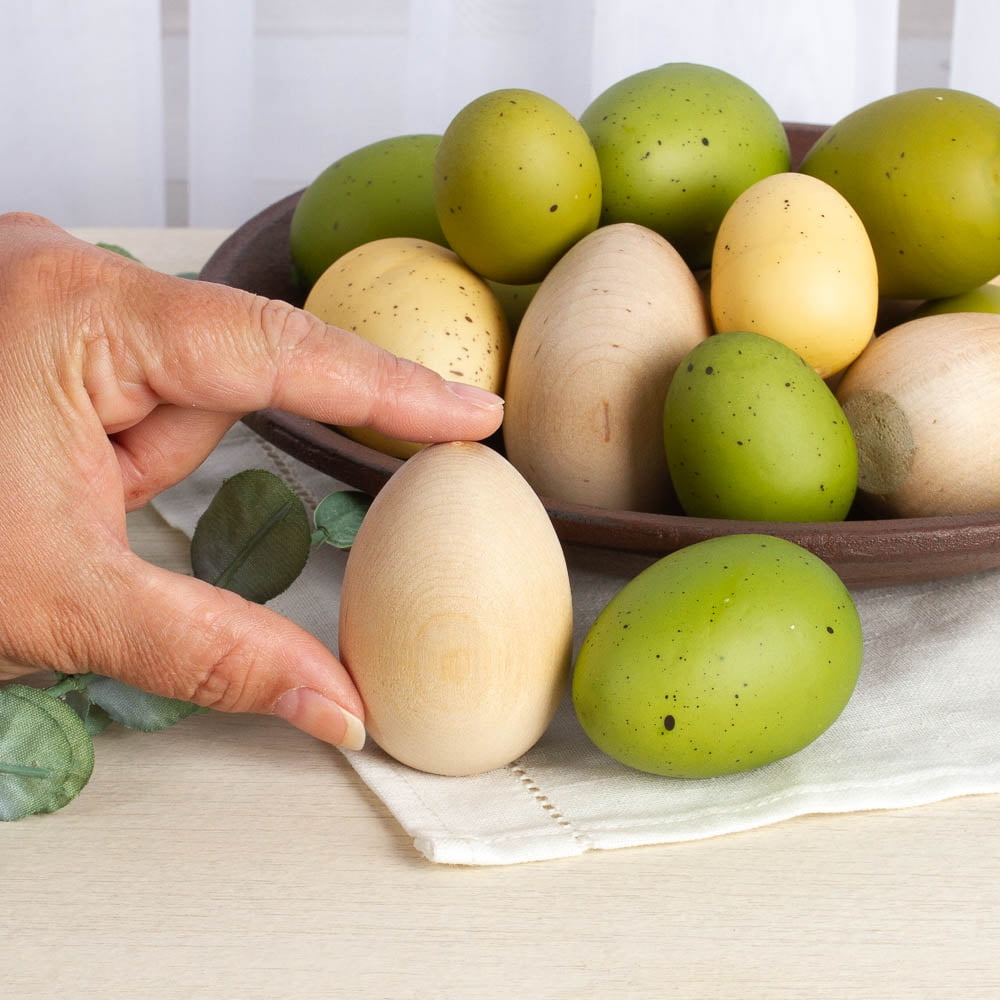 17 Assorted Easter Egg Display Set: Speckled and Wood Eggs - Ideal for Easter Decor, Baby Showers, and Spring Displays