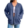 thumbnail image 4 of BRGZLK Button Down Sweatshirt Jacket for Women Casual Trendy Long Sleeve Open Front Cardigan Sweatshirts with Pockets Fall Winter Oversized Outfits 2026 Navy XL, 4 of 9