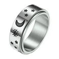 thumbnail image 4 of EOEMY Stainless Steel Moon And Star Anxiety Spinner Ring 6mm For Men Woman Fidget Ring-Silver-11, 4 of 9
