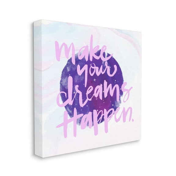 Stupell Industries Inspirational Dreams Happen Stars Purple Sky Quote Canvas Wall Art Design by Jennifer Paxton Parker, 24" x 24"