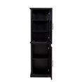 thumbnail image 4 of Linon Serenity Tall Two Door Bathroom Cabinet with Shelves, Black, 4 of 11