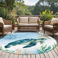 thumbnail image 5 of Ocean Blue Round Living Room Rugs 8 ft, Turtle Starfish Compass Seagrass Coral Coastal Washable Large Area Rug with Non-Slip Sturdy Edge Binding Round Carpet for Dining Room Kitchen Office, 5 of 9