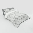 thumbnail image 3 of Ambesonne Flower Bedding Set 3 Pcs, Monochrome Bouquet Leaf, Twin XL, Pale Grey Grey and White, 3 of 3