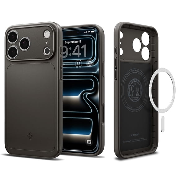 Funda Spigen Thin Fit MagFit TPU para iPhone 17 Pro Max en Gunmetal