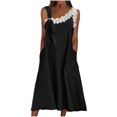 thumbnail image 1 of Vestido de Verano Casual sin Mangas Gradual de las Mujeres Vestido Largo con Cuello en V, Vestido de Vacaciones de Poliéster Suave, 1 of 9