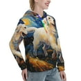 thumbnail image 6 of Uemuo Vintage Starry Sky Labrador Pattern Women's Hoodie with Eye-catching Drawstrings- Casual Pullover Hoodie with Kangaroo Pocket, Stylish Hooded Sweatshirt-Medium, 6 of 7