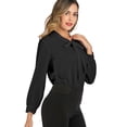 thumbnail image 3 of LELINTA Women Lantern Long Sleeve Chiffon Shirt Tops Blouse OL Work Lady Career Suit Top Solid Color Tie Blouse Tops, Black/ White/ Wine Red, M-3XL, 3 of 8